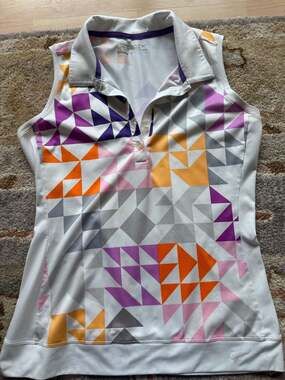 Nike Golf Tour Performance Women's Sleeveless Dri-FIT Polo Geometric Print Size